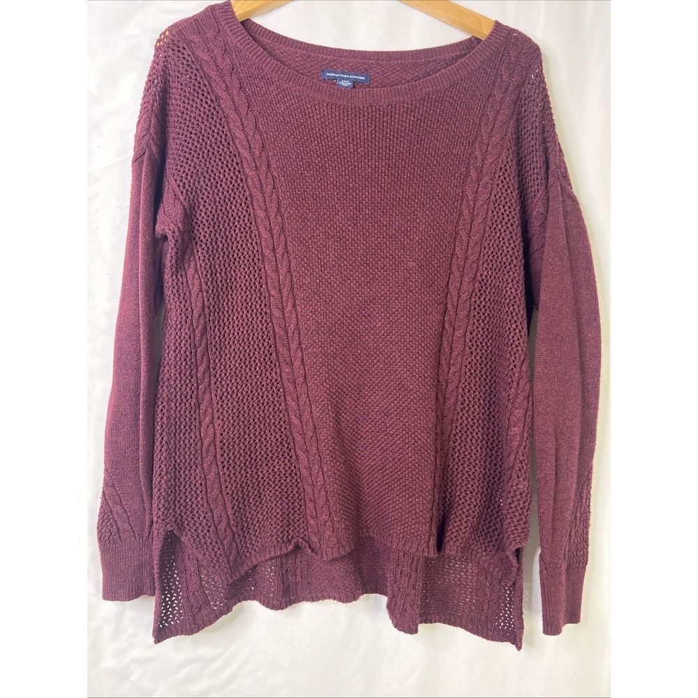 American Eagle Outfitters Womens Purple Long Sleeve Knit Sweater Size Small